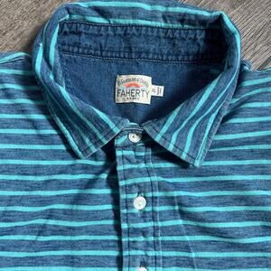 Men’s Faherty Stripped‎ Short Sleeve Collared Polo XL